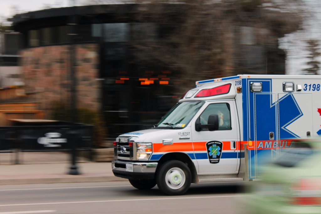 ambulance transporting heart attack patient to hospital